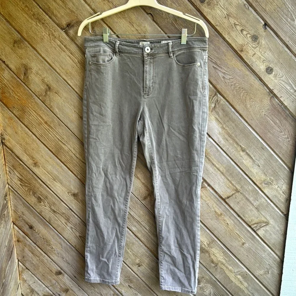 J. Jill authentic fit, slim ankle denim jeans taupe brown size 12. - Picture 1 of 6